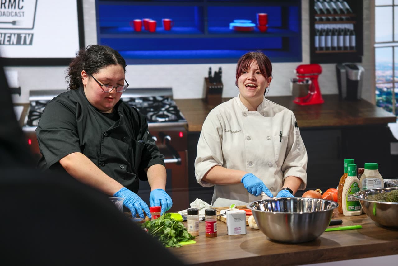 Live cooking demo on the virtual production set