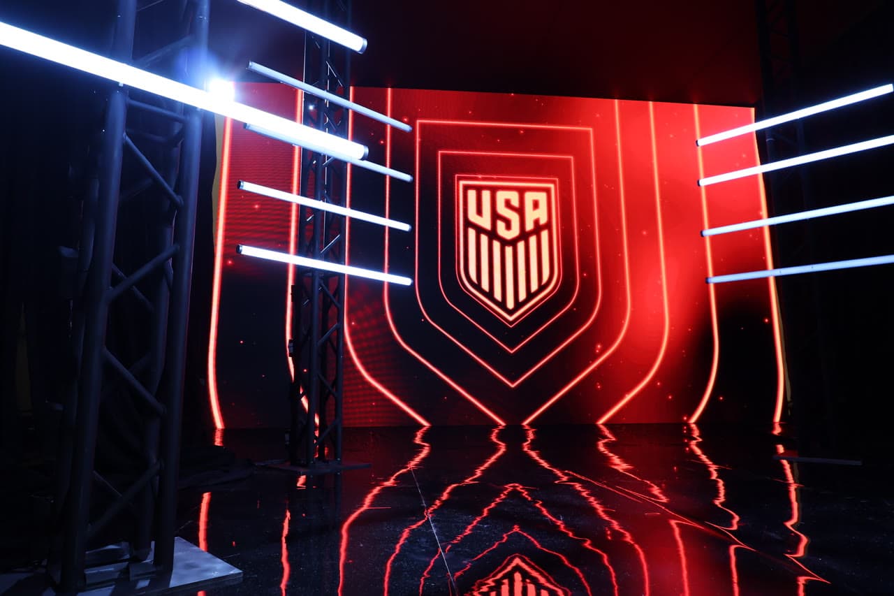 US Soccer LED wall installation with structural rigging